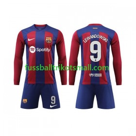 Fußballtrikots FC Barcelona LEWANDOWSKI 9 Kinder 2023-2024 Langarm Heimtrikotsatz kaufen